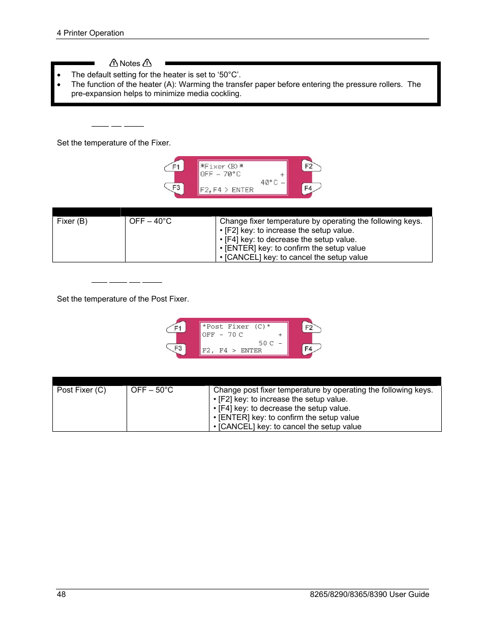 12 fixer (b) menu, 13 post fixer (c) menu | Xerox 8290 User Manual | Page 56 / 152