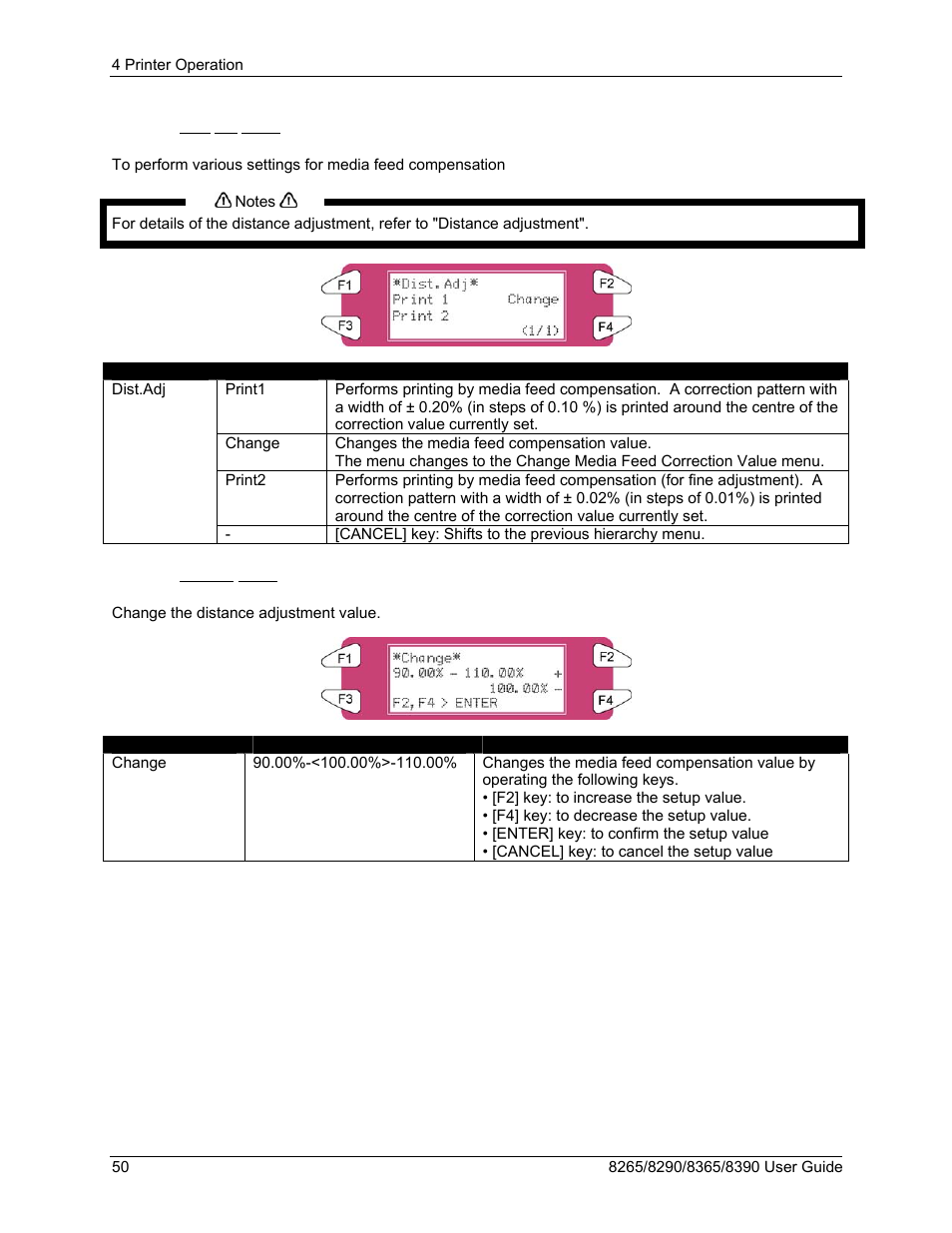 16 dist. adj menu, 17 change menu | Xerox 8290 User Manual | Page 58 / 152