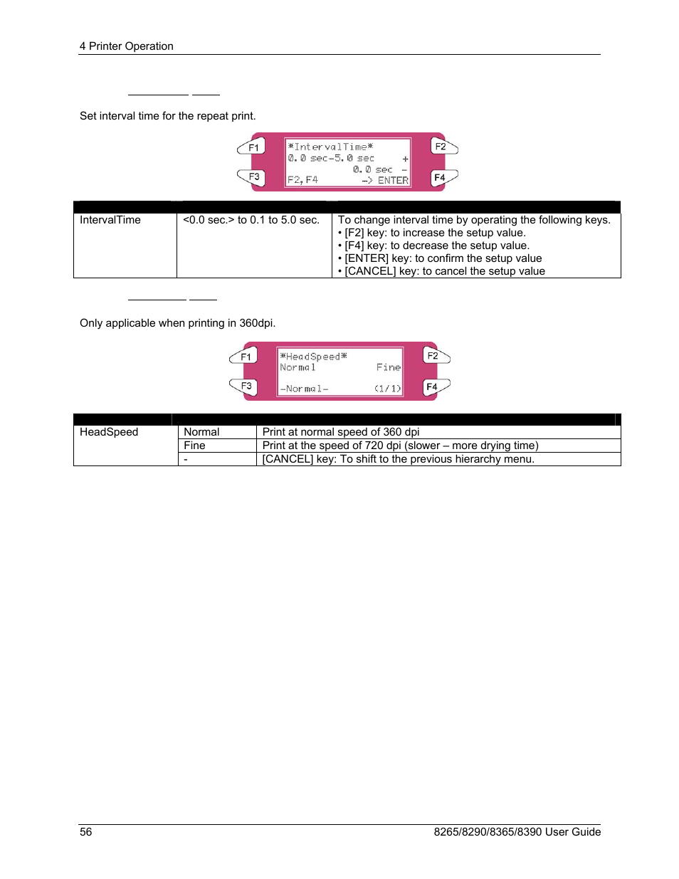 7 intervaltime menu, 8 headspeed menu | Xerox 8290 User Manual | Page 64 / 152