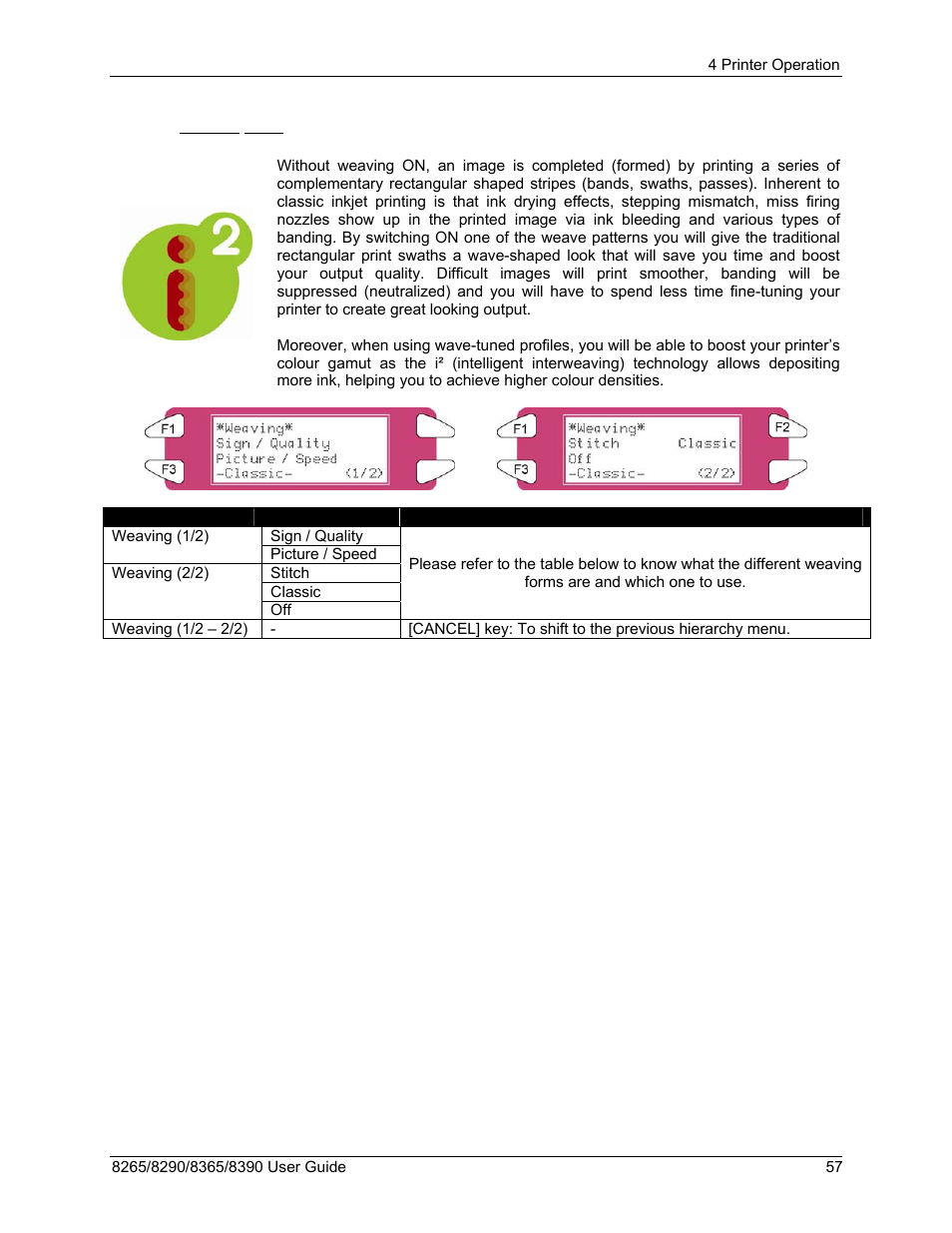 9 weaving menu | Xerox 8290 User Manual | Page 65 / 152