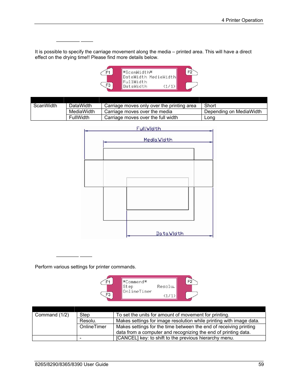 10 scanwidth menu, 11 command menu | Xerox 8290 User Manual | Page 67 / 152