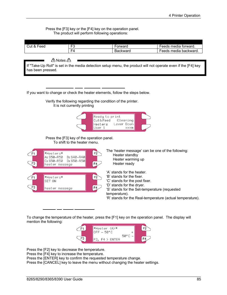 2 controlling the heater elements, 1 change the heater temperature | Xerox 8290 User Manual | Page 93 / 152