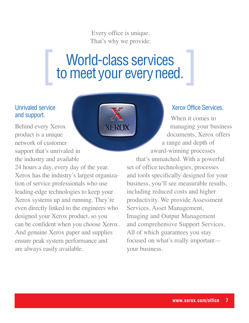 World-class services to meet your every need | Xerox CopyCentre C3545 User Manual | Page 7 / 8