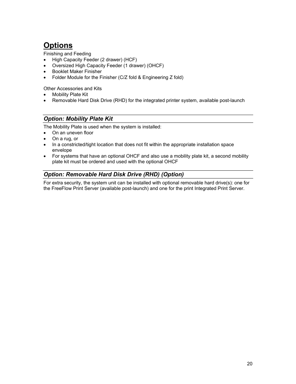 Options | Xerox 4112 User Manual | Page 20 / 21
