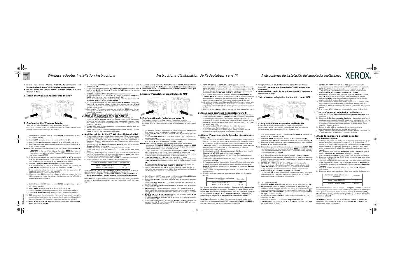 Xerox Phaser 3100MFP User Manual | 2 pages