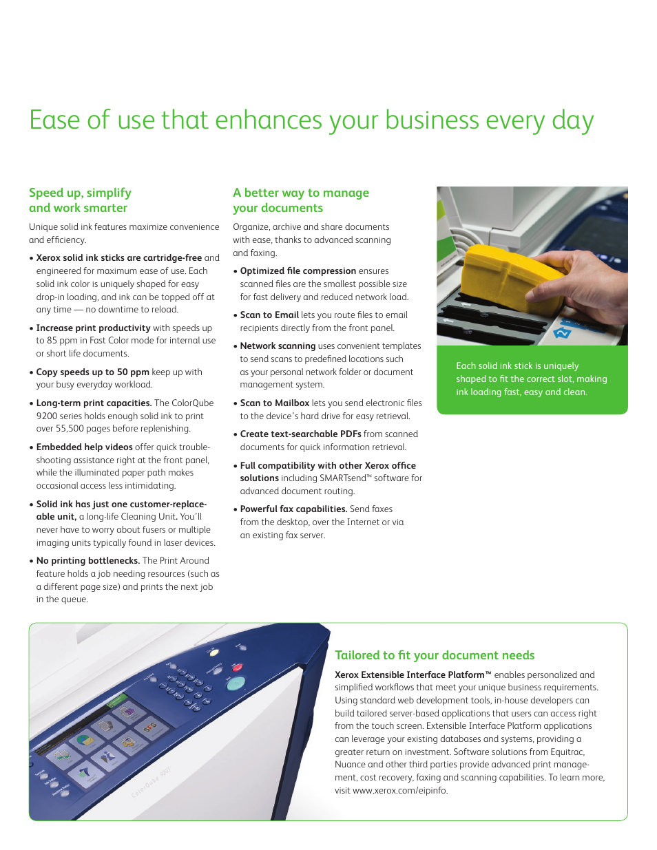 Ease of use that enhances your business every day | Xerox ColorQube 9201  EN User Manual | Page 4 / 8