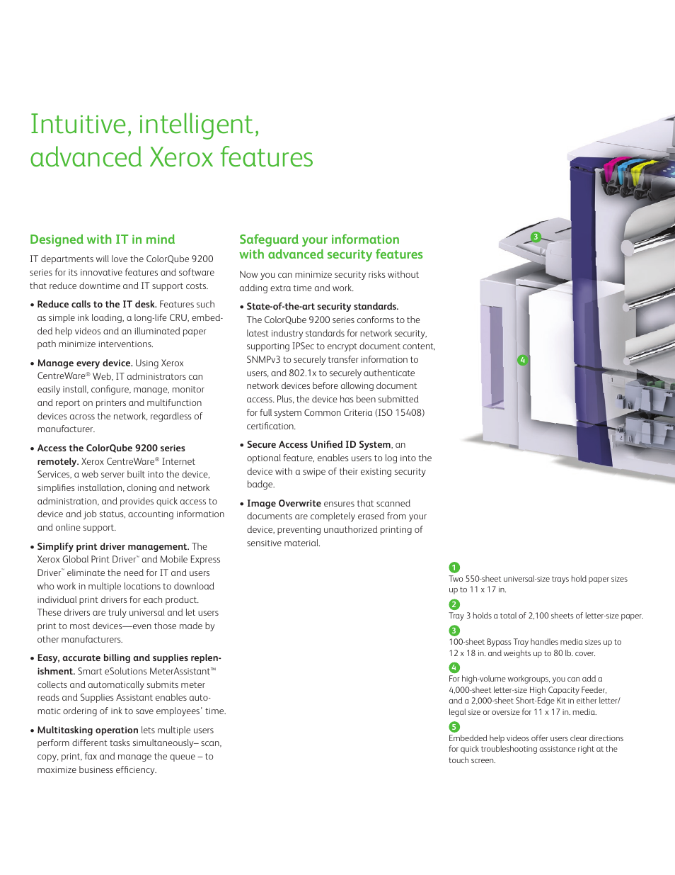 Intuitive, intelligent, advanced xerox features, Designed with it in mind | Xerox ColorQube 9201  EN User Manual | Page 6 / 8