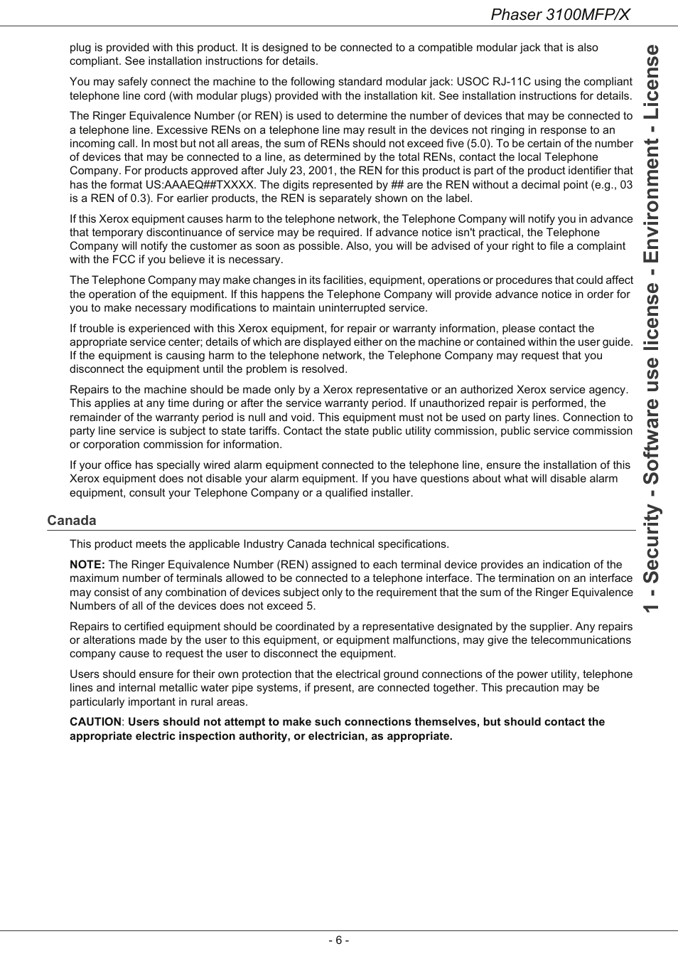 Canada, Canada 6, Phaser 3100mfp/x | Xerox Phaser 3100MFP/X User Manual | Page 11 / 90