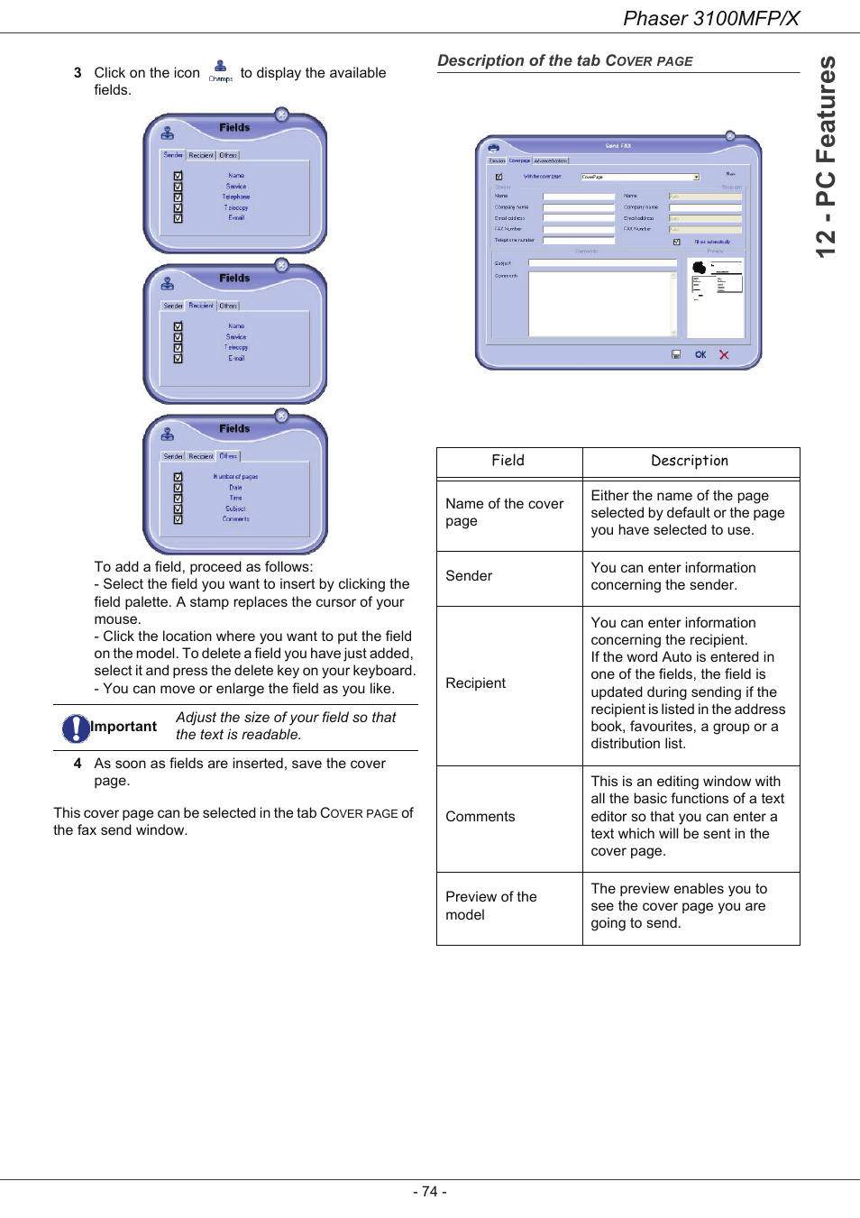12 - pc features, Phaser 3100mfp/x | Xerox Phaser 3100MFP/X User Manual | Page 79 / 90