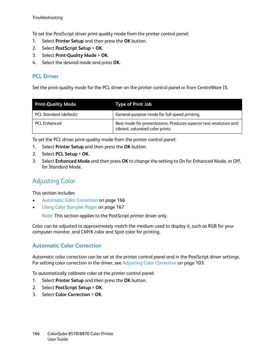 Adjusting color | Xerox COLORQUBE 8870 User Manual | Page 166 / 200