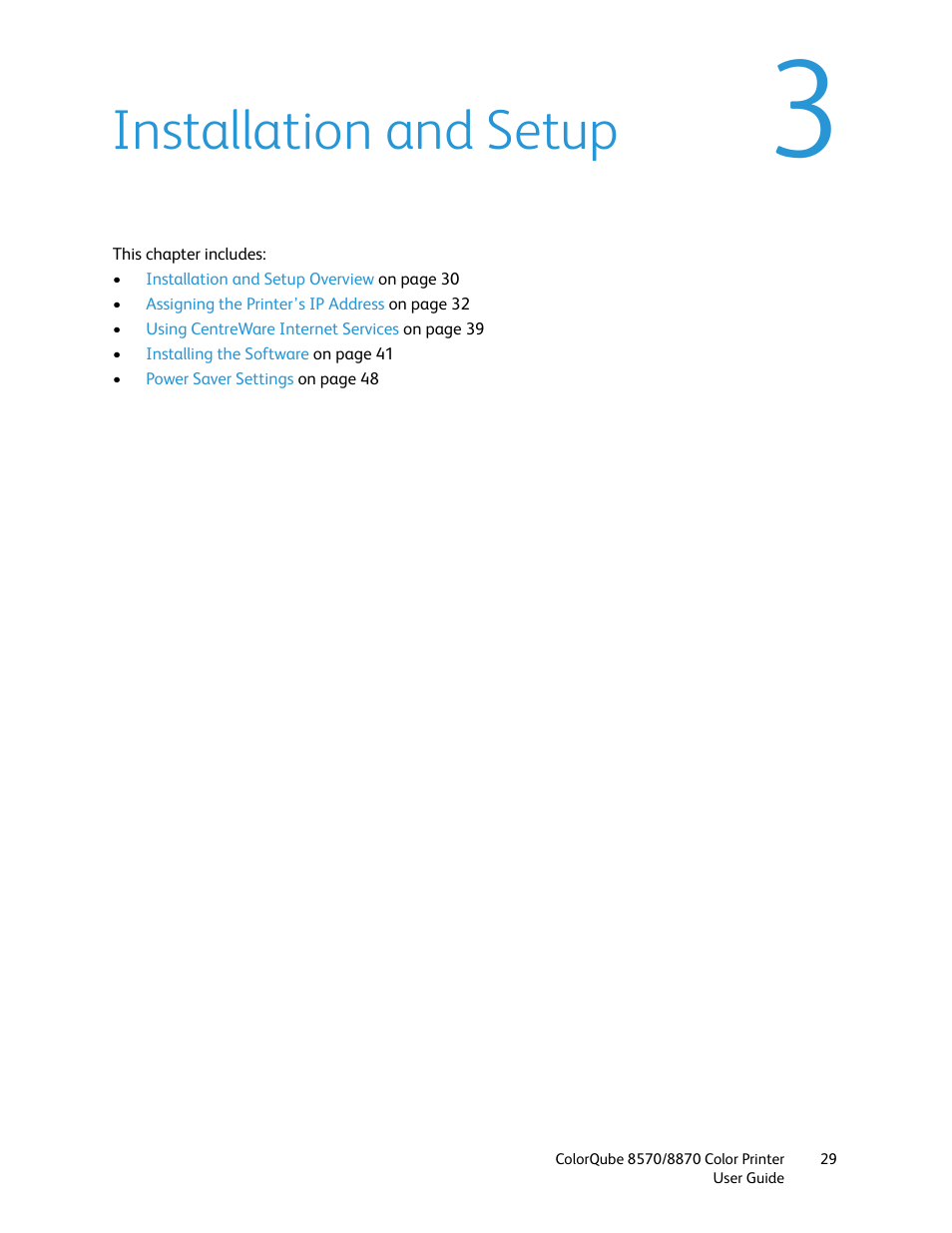 Installation and setup | Xerox COLORQUBE 8870 User Manual | Page 29 / 200