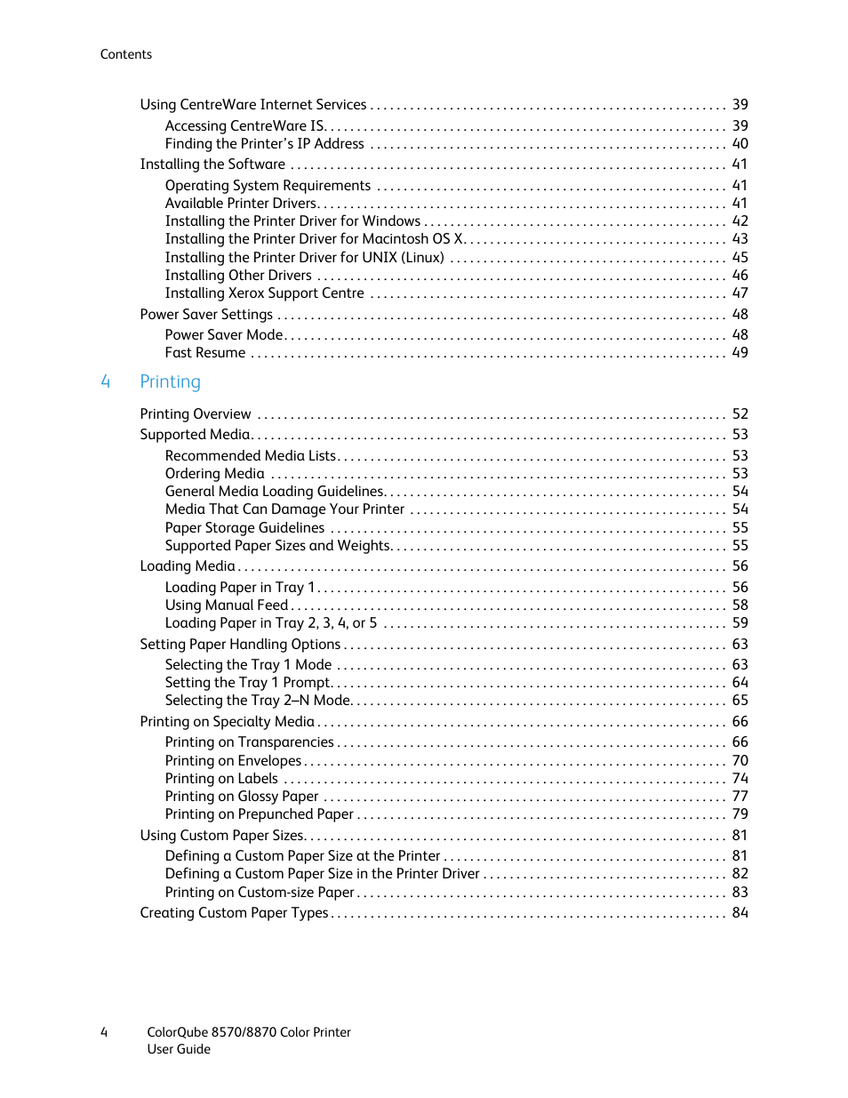 4printing | Xerox COLORQUBE 8870 User Manual | Page 4 / 200