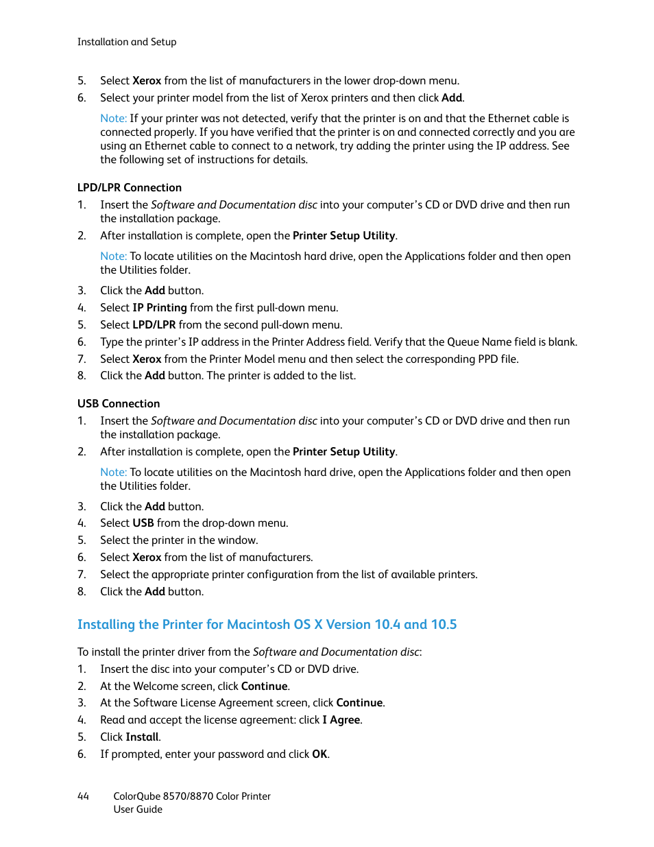 Ils, see, Usb connection | Xerox COLORQUBE 8870 User Manual | Page 44 / 200