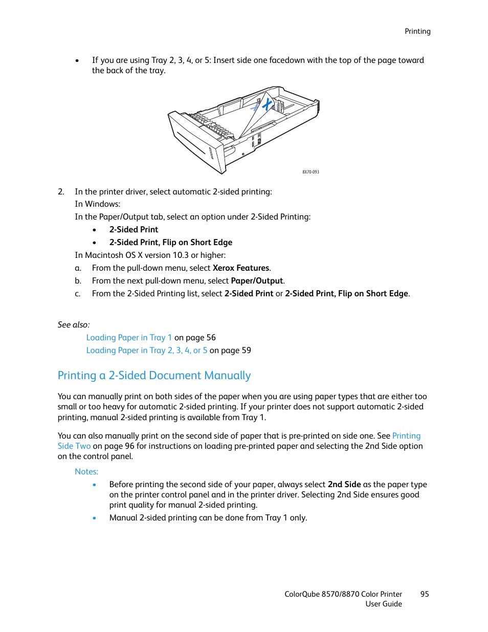 Printing a 2-sided document manually | Xerox COLORQUBE 8870 User Manual | Page 95 / 200