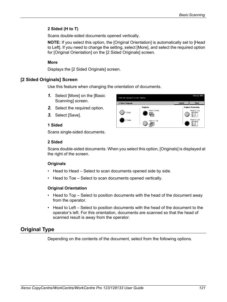 Original type | Xerox 604P18057 User Manual | Page 121 / 364