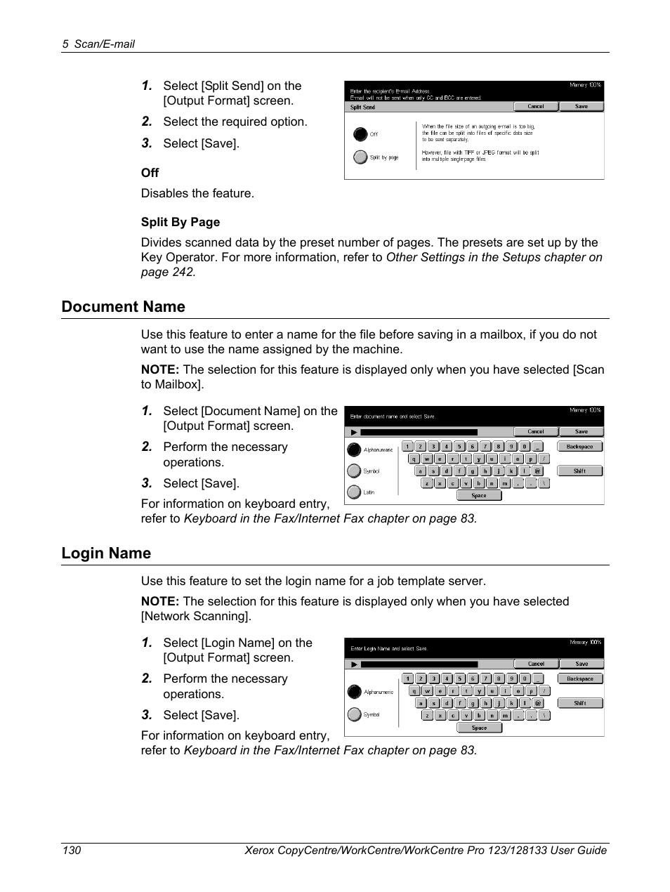 Document name, Login name, Document name login name | Xerox 604P18057 User Manual | Page 130 / 364