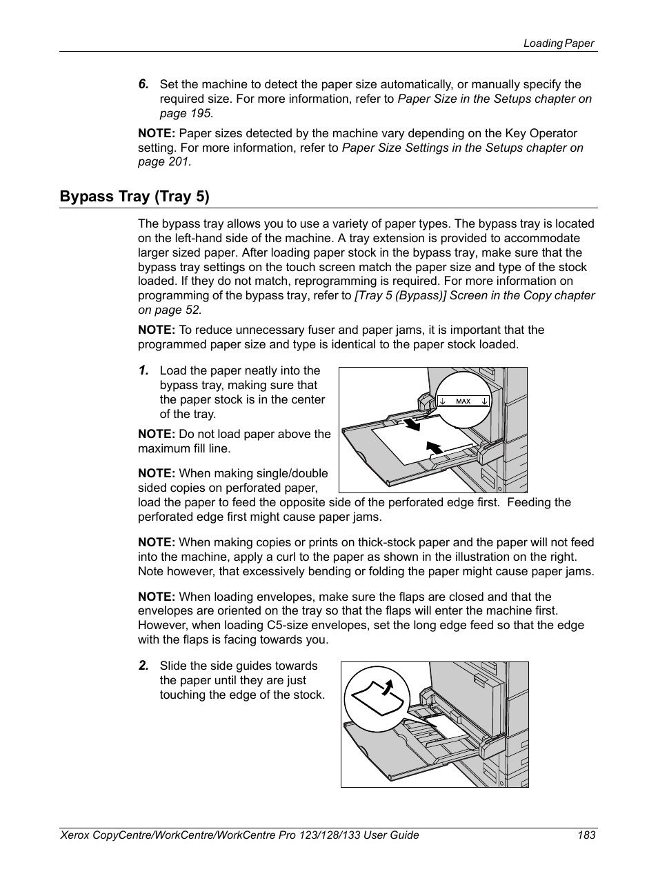 Bypass tray (tray 5) | Xerox 604P18057 User Manual | Page 183 / 364