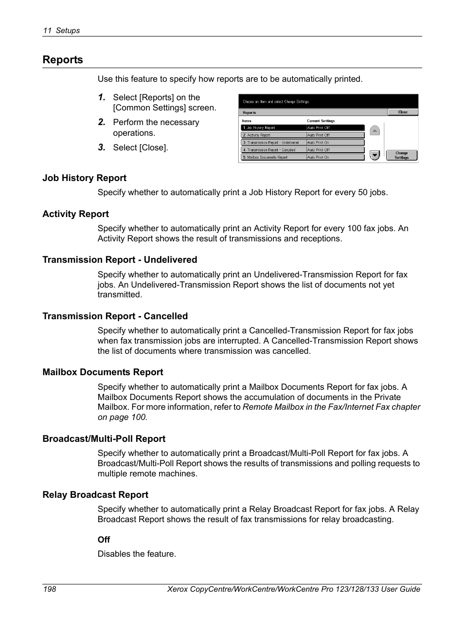 Reports | Xerox 604P18057 User Manual | Page 198 / 364