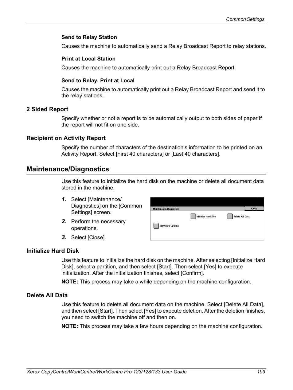 Maintenance/diagnostics | Xerox 604P18057 User Manual | Page 199 / 364