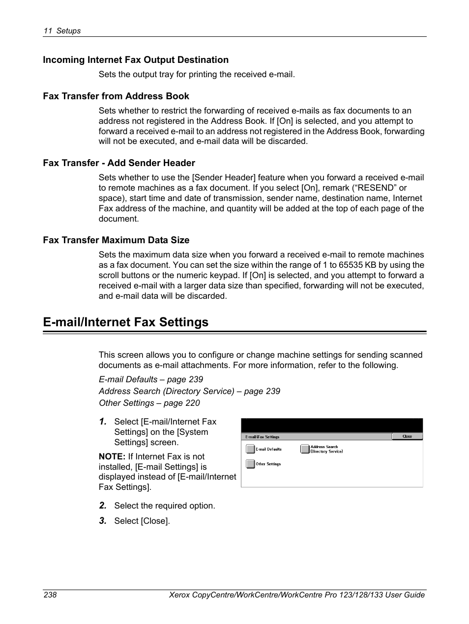 E-mail/internet fax settings | Xerox 604P18057 User Manual | Page 238 / 364