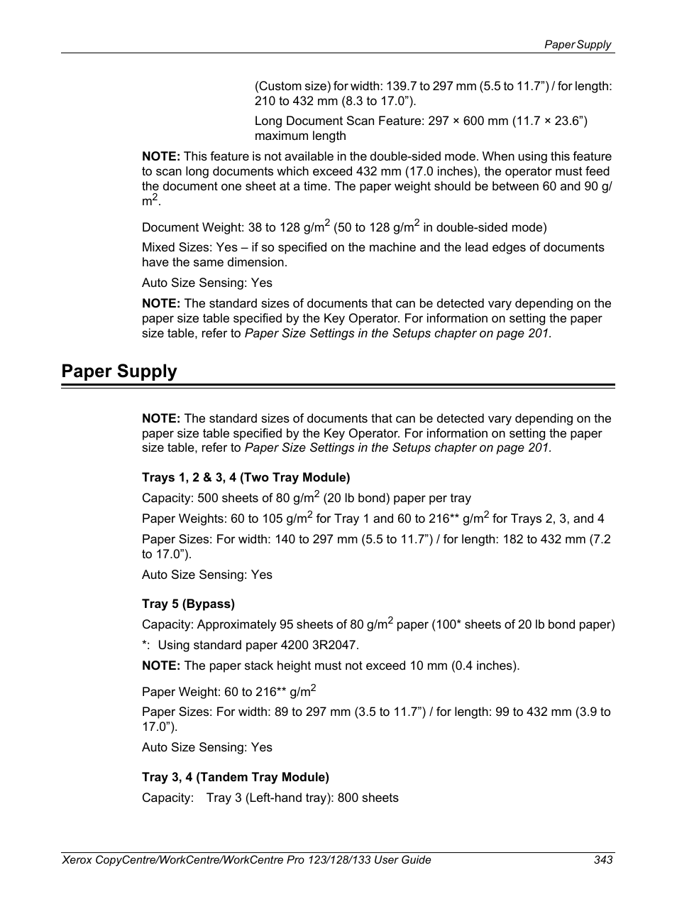 Paper supply | Xerox 604P18057 User Manual | Page 343 / 364