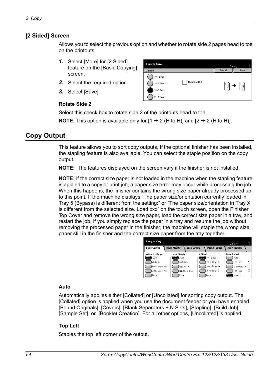 Copy output | Xerox 604P18057 User Manual | Page 54 / 364