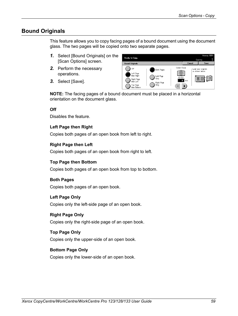 Bound originals | Xerox 604P18057 User Manual | Page 59 / 364