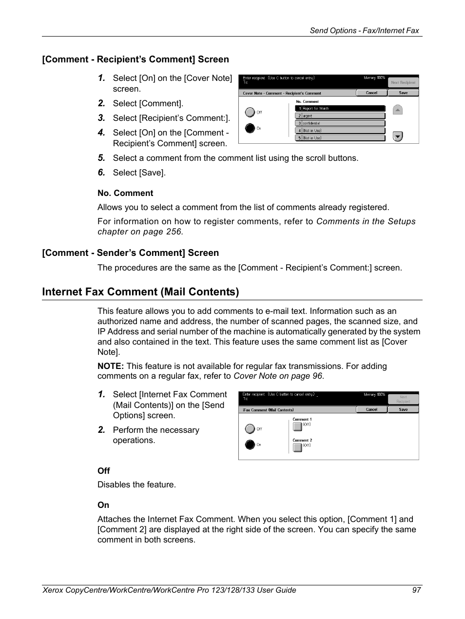 Internet fax comment (mail contents) | Xerox 604P18057 User Manual | Page 97 / 364