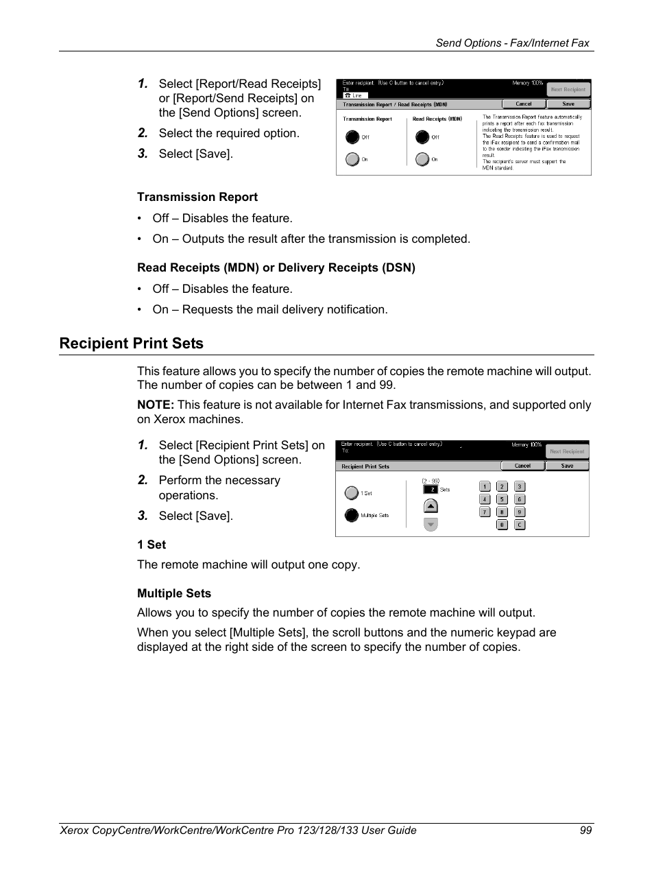 Recipient print sets | Xerox 604P18057 User Manual | Page 99 / 364