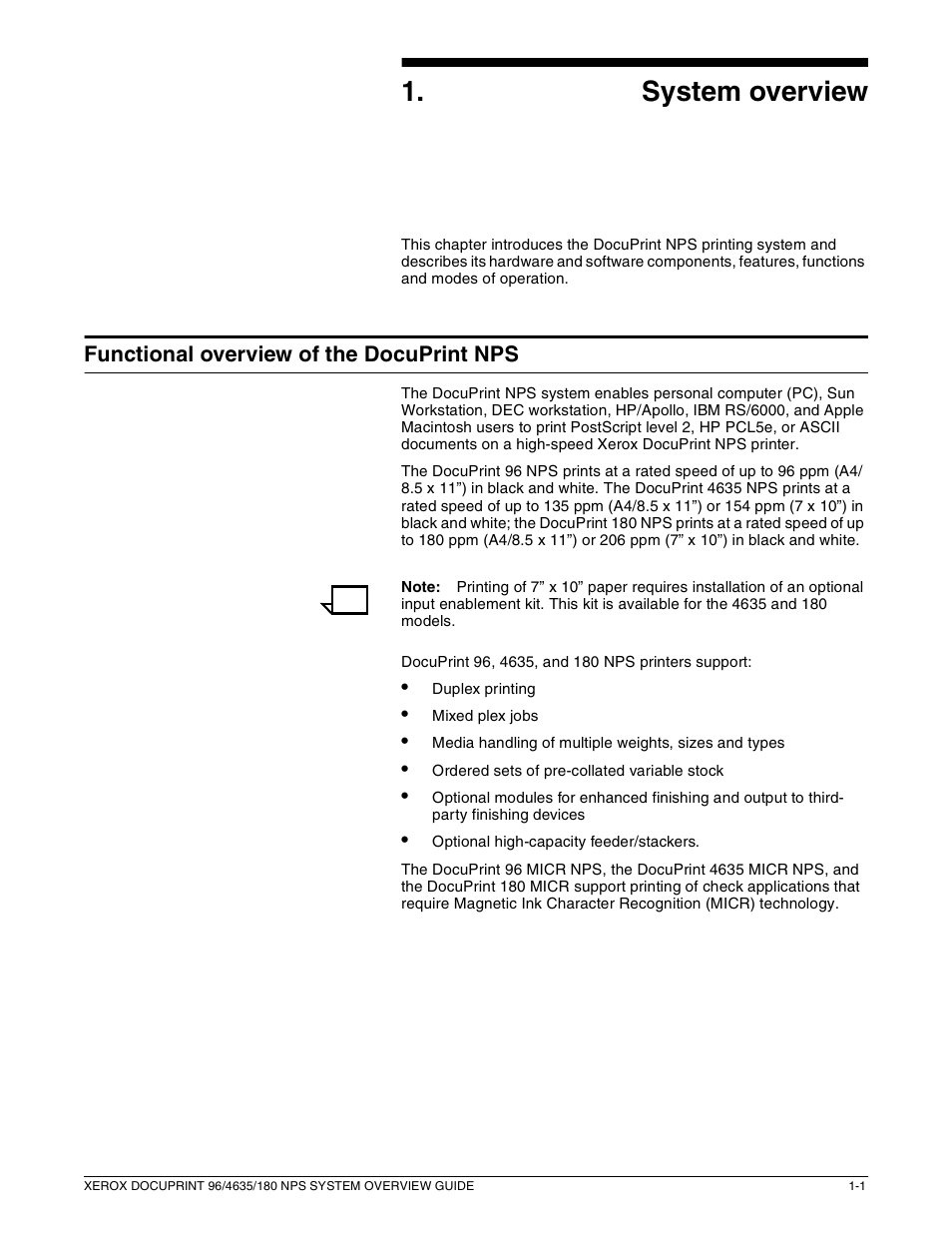 1system overview | Xerox 4635 User Manual | Page 11 / 70