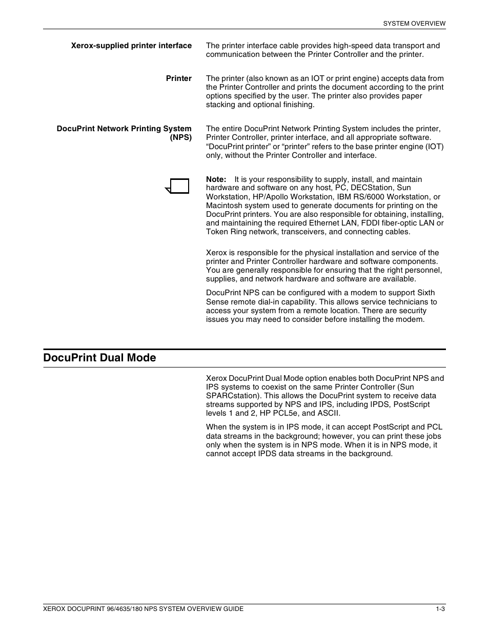 Docuprint dual mode | Xerox 4635 User Manual | Page 13 / 70