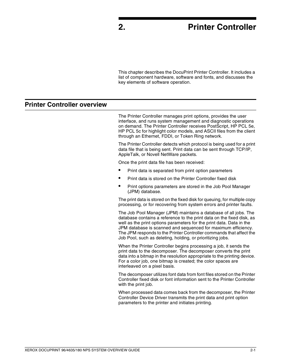 2printer controller | Xerox 4635 User Manual | Page 17 / 70
