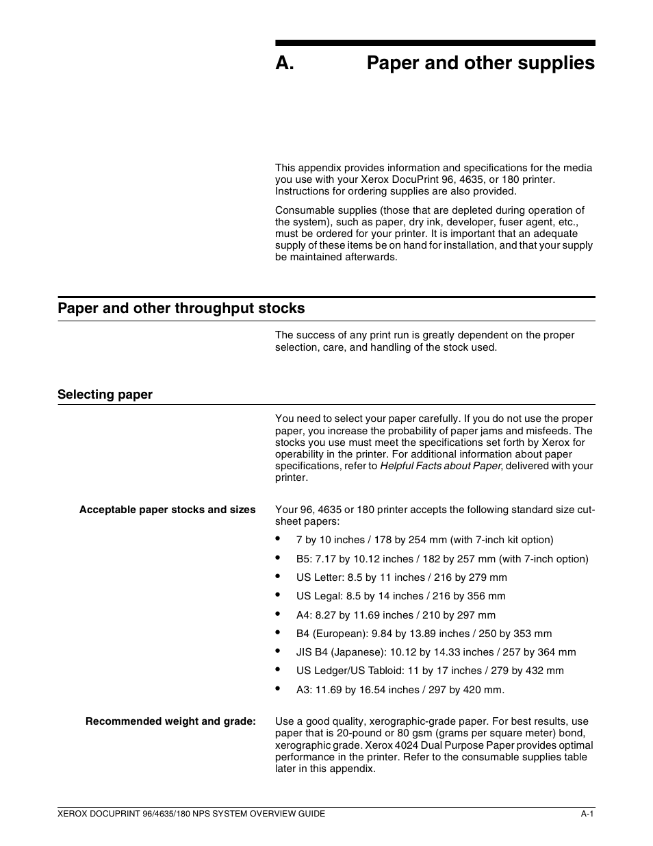 A. a paper and other supplies | Xerox 4635 User Manual | Page 37 / 70