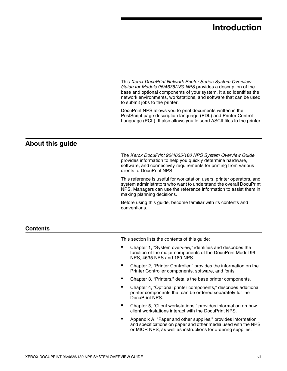 Introduction, About this guide | Xerox 4635 User Manual | Page 7 / 70