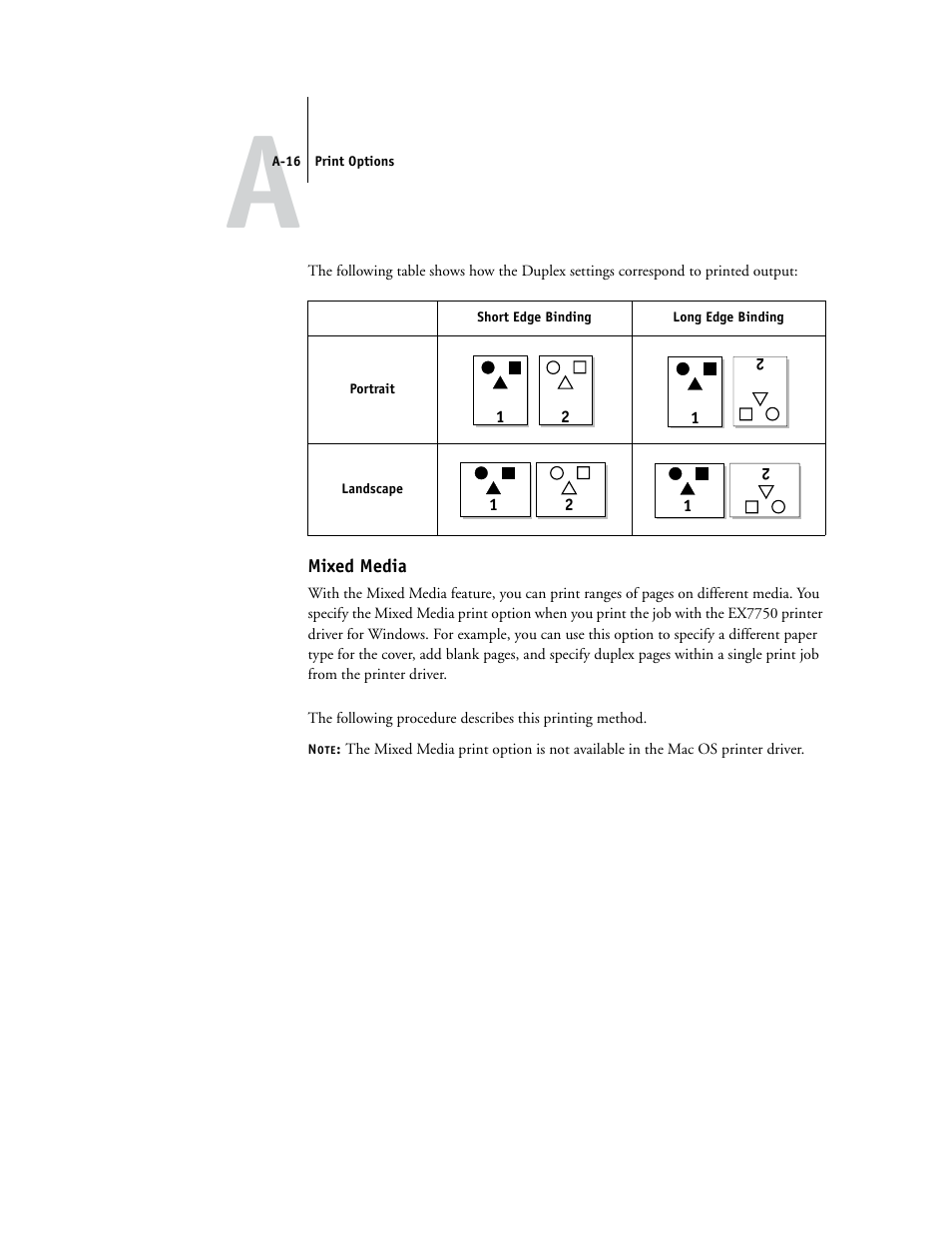 Mixed media, A-16 | Xerox EX7750 User Manual | Page 110 / 132