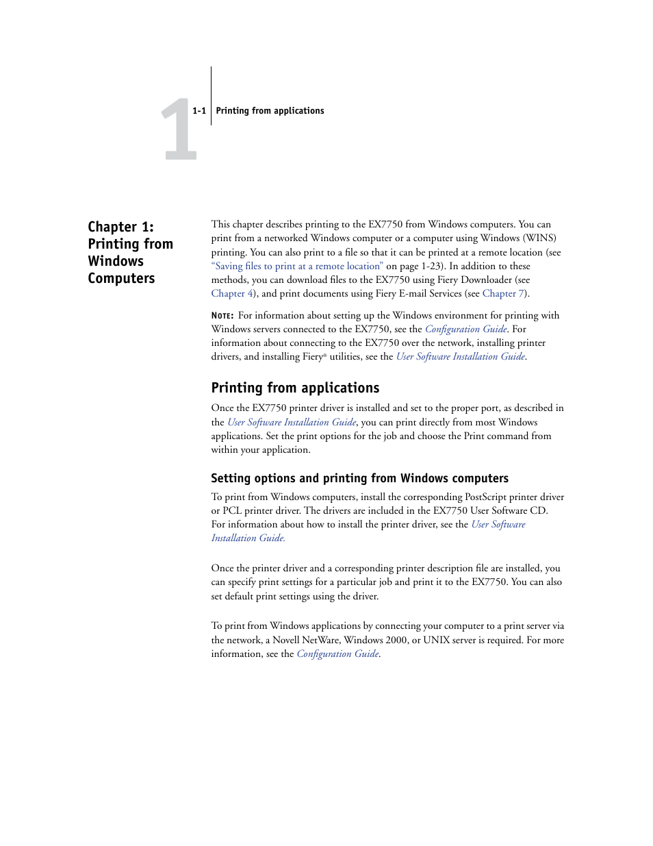 Chapter 1: printing from windows computers, Printing from applications | Xerox EX7750 User Manual | Page 15 / 132