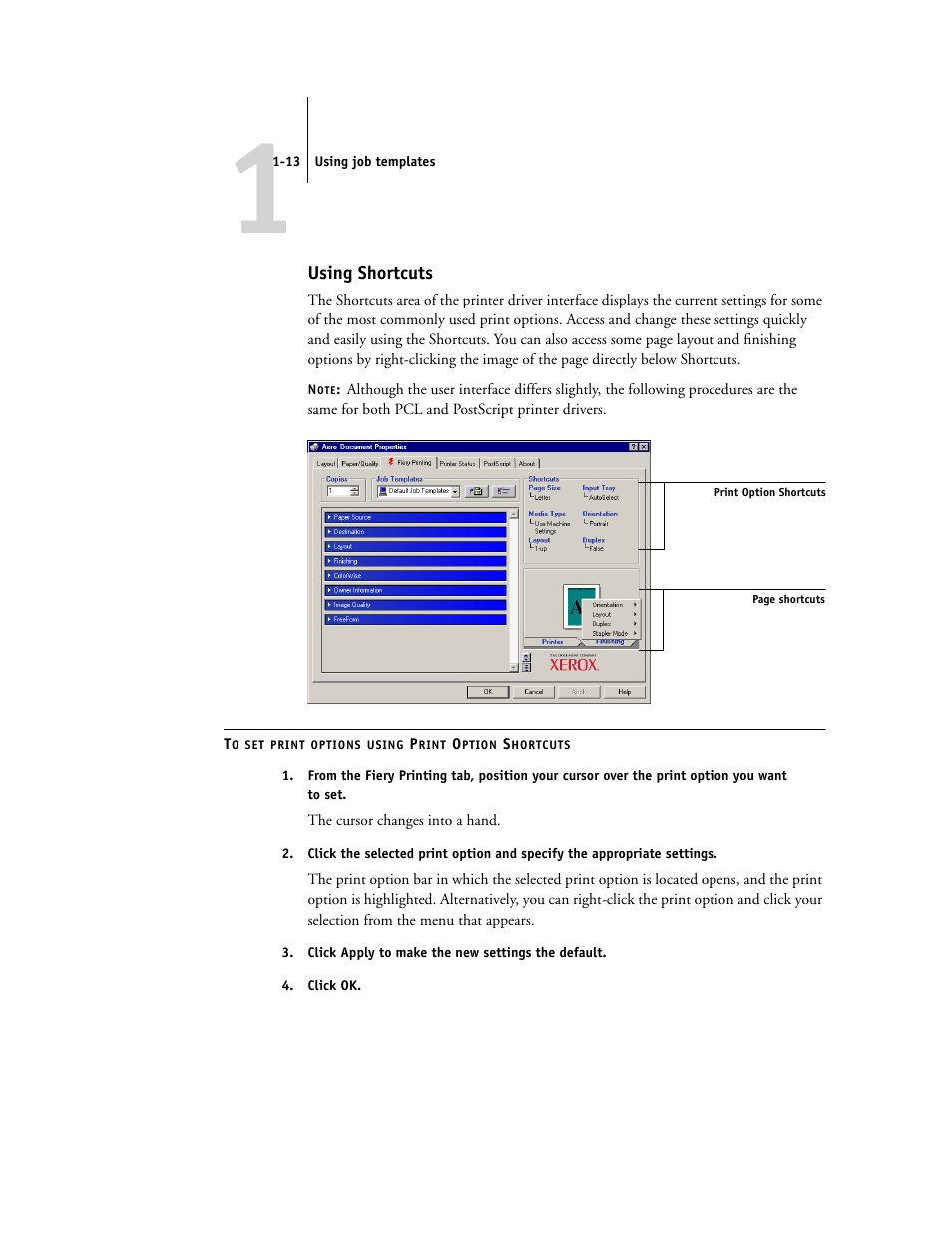 Using shortcuts | Xerox EX7750 User Manual | Page 27 / 132
