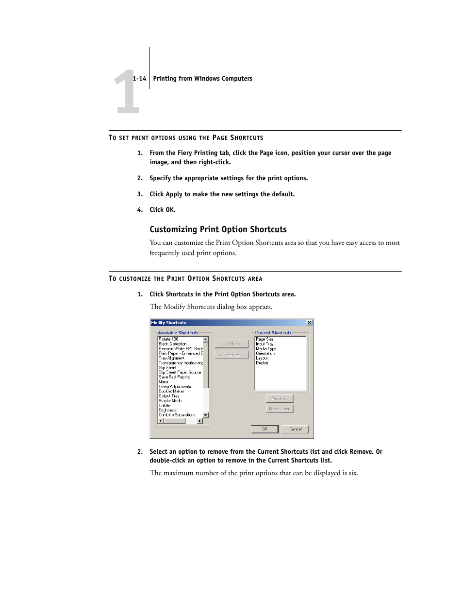 Customizing print option shortcuts | Xerox EX7750 User Manual | Page 28 / 132