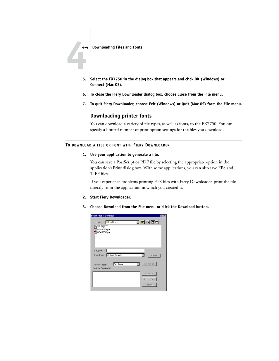 Downloading printer fonts | Xerox EX7750 User Manual | Page 62 / 132