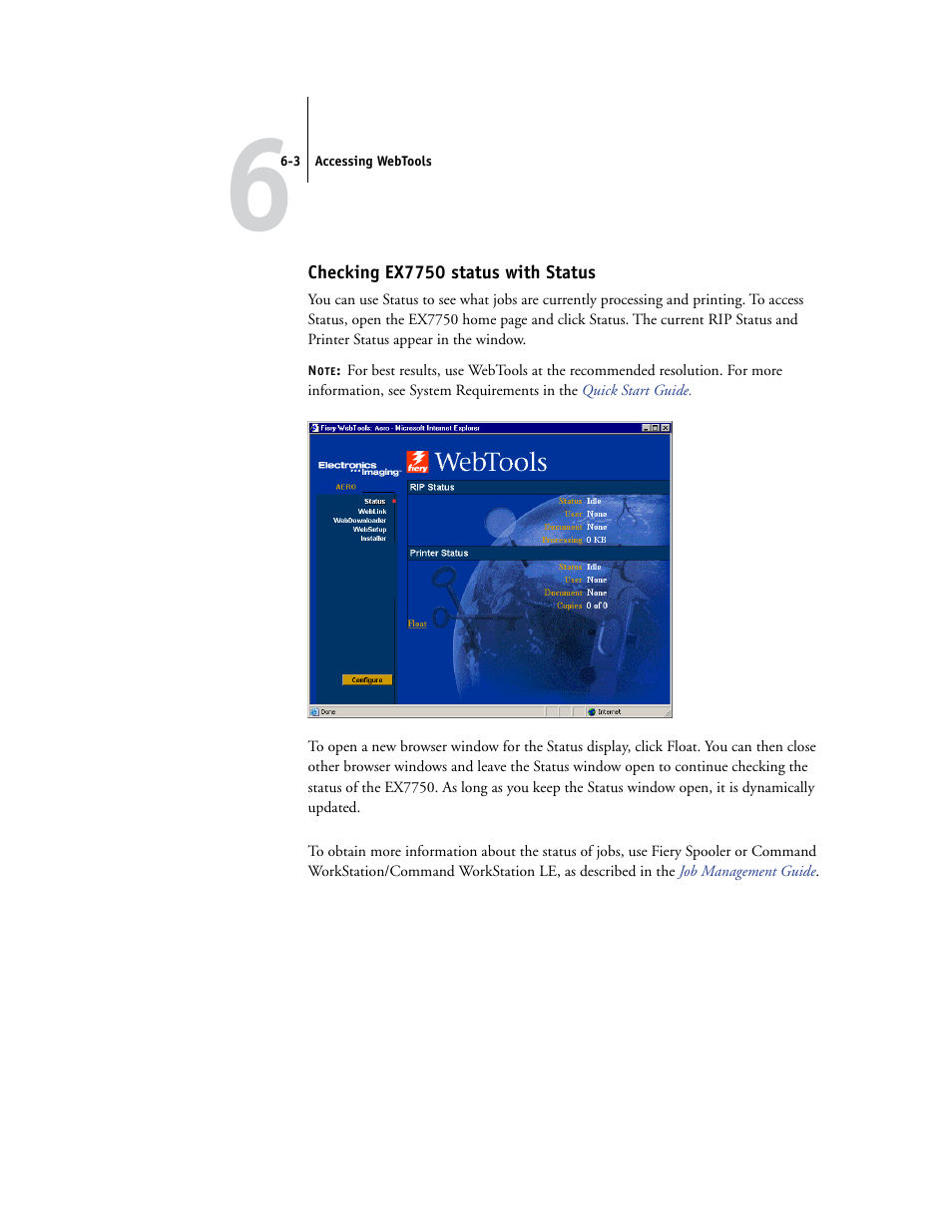 Checking ex7750 status with status | Xerox EX7750 User Manual | Page 85 / 132