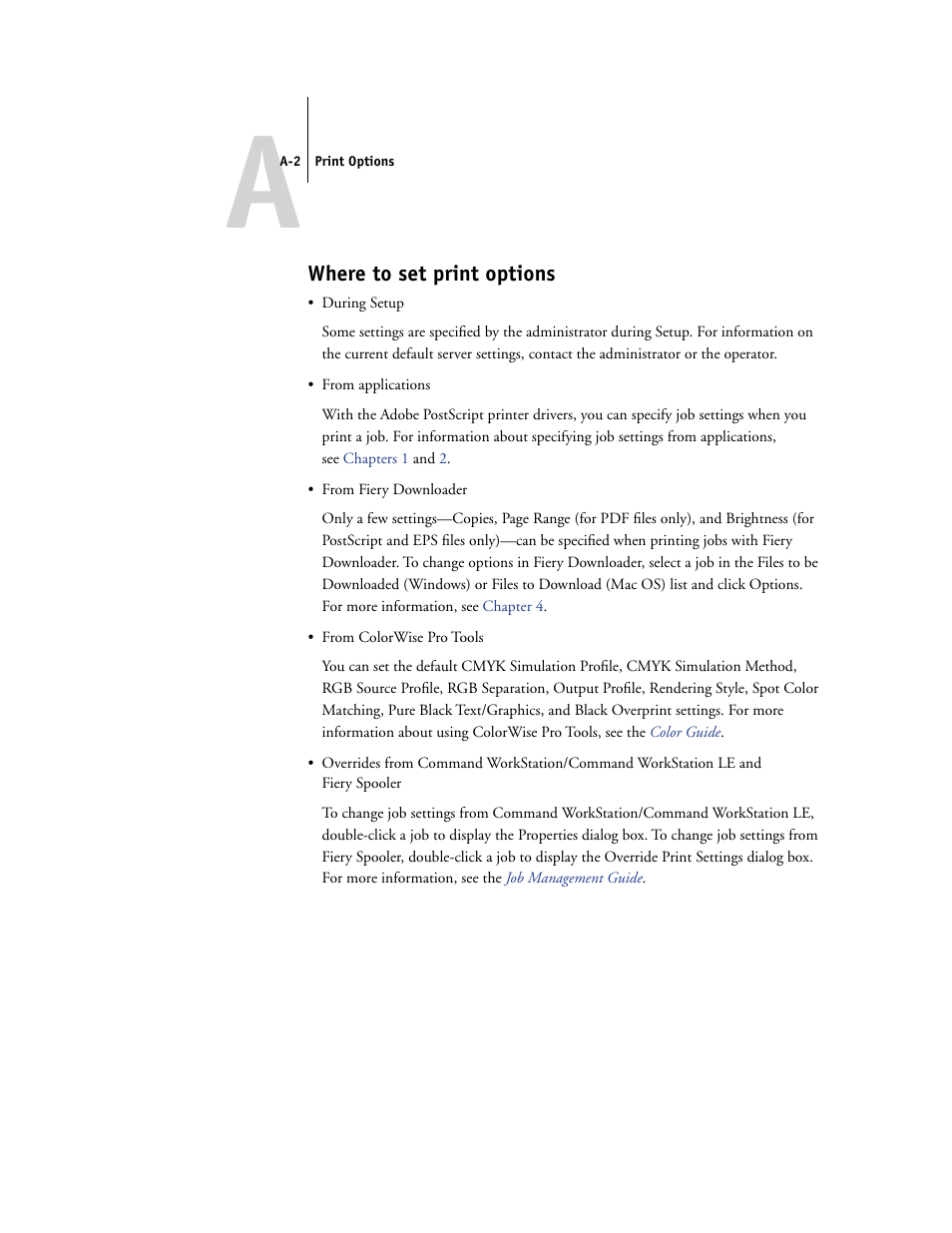 Where to set print options | Xerox EX7750 User Manual | Page 96 / 132