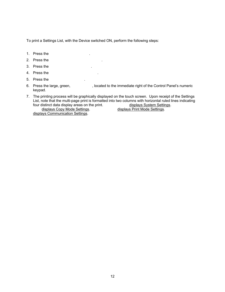 Settings list a6 | Xerox 7245 User Manual | Page 12 / 300