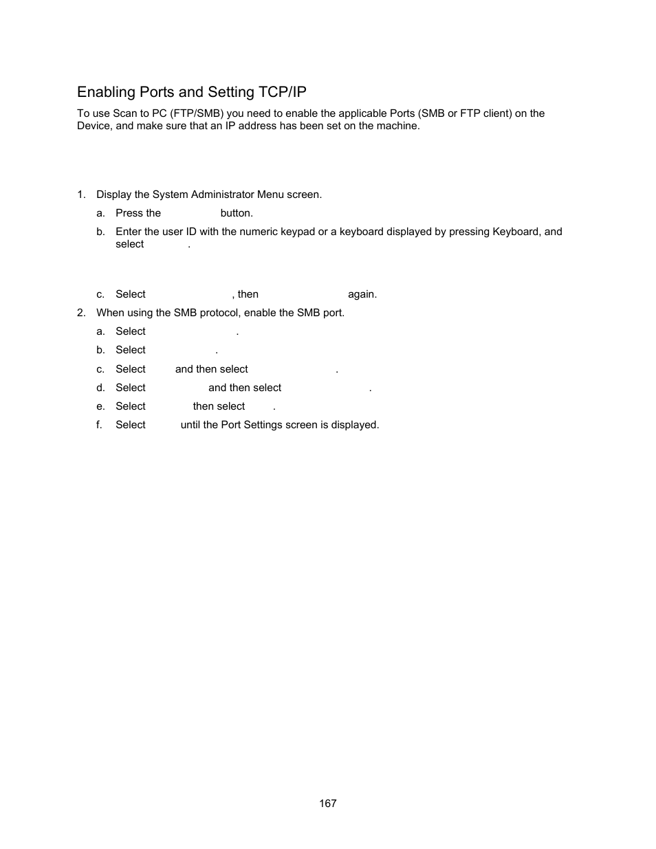 Enabling ports and setting tcp/ip | Xerox 7245 User Manual | Page 167 / 300