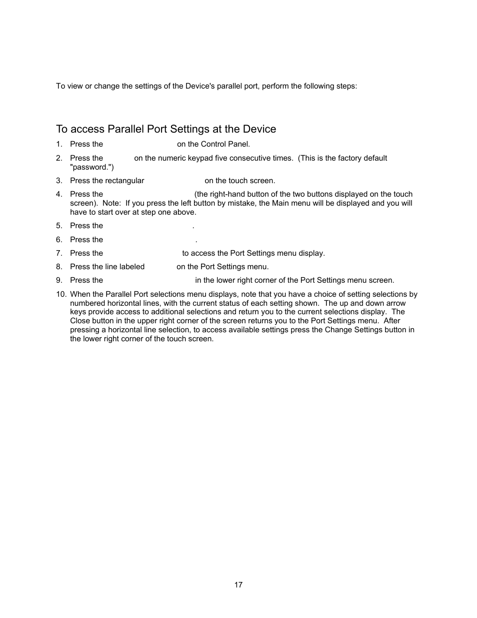 Parallel port configuration a7, To access parallel port settings at the device, Parallel port configuration | Xerox 7245 User Manual | Page 17 / 300