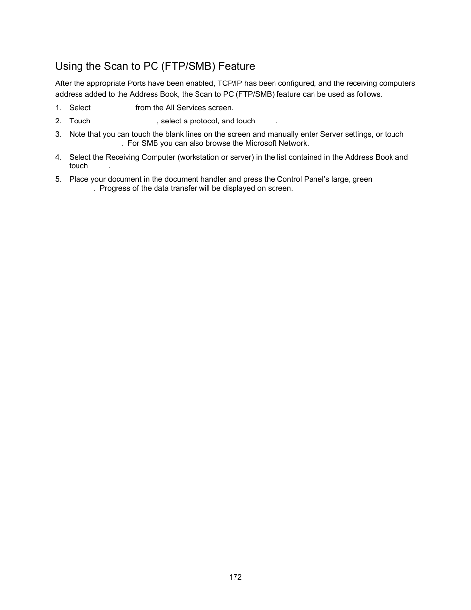 Using the scan to pc (ftp/smb) feature | Xerox 7245 User Manual | Page 172 / 300