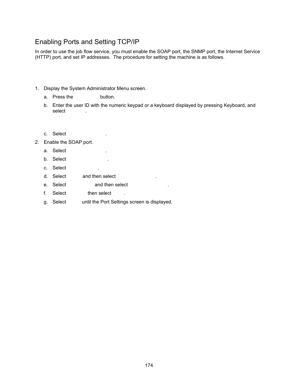 Enabling ports and setting tcp/ip | Xerox 7245 User Manual | Page 174 / 300