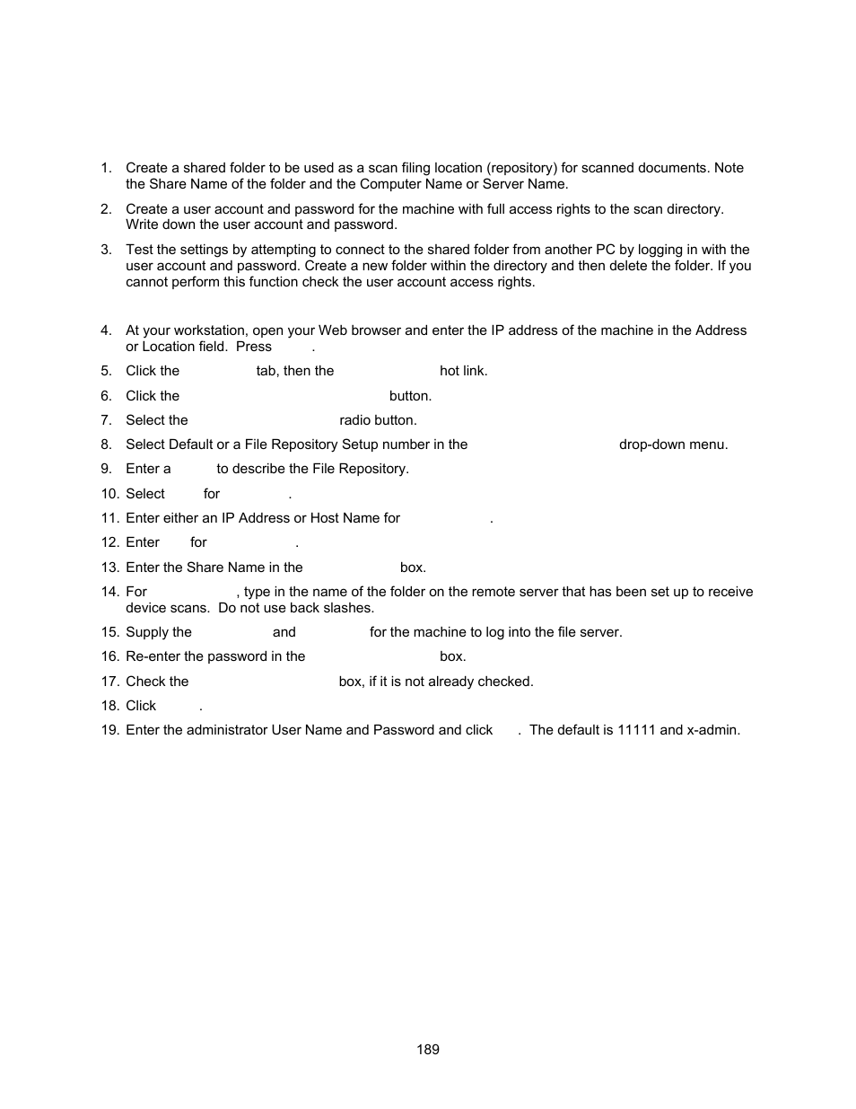 Configure a scan filing repository using smb | Xerox 7245 User Manual | Page 189 / 300