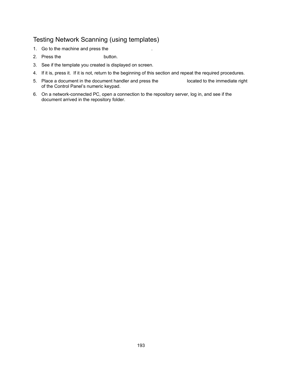 Testing network scanning (using templates) | Xerox 7245 User Manual | Page 193 / 300