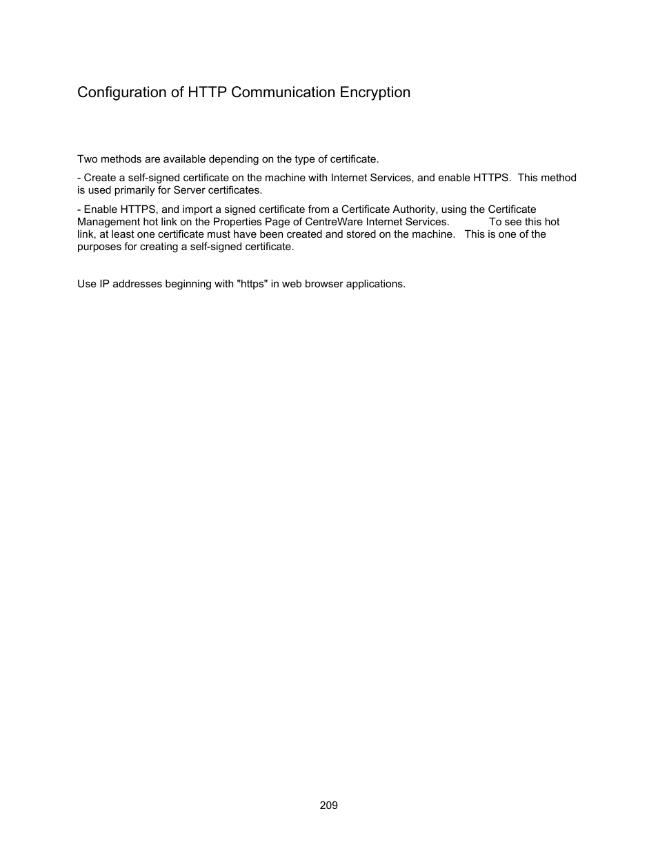 Configuration of http communication encryption, Installation overview | Xerox 7245 User Manual | Page 209 / 300