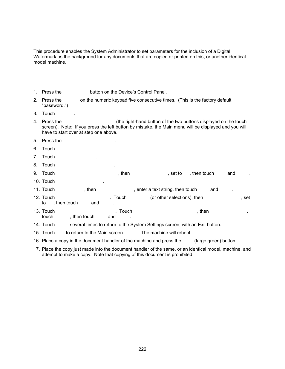 Security – digital watermark | Xerox 7245 User Manual | Page 222 / 300